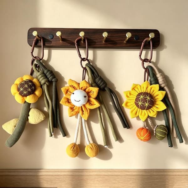 e Tygdocka Nyckelring Retro Tyg Djur Blomma Hänge Väska Ha A32