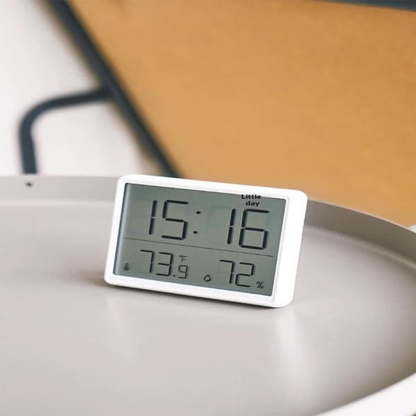 Ultratunn väckarklocka LCD digital temperatur- och luftfuktighetsklocka D A