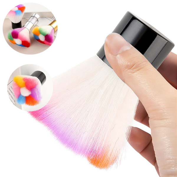 Rainbow Nail Art Dust Brush Soft Glitter Powder Cleaner Brush N RA03