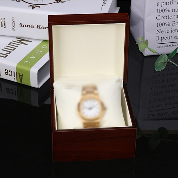 1 st Fashion Wooden Watch Box med display case hållare eller