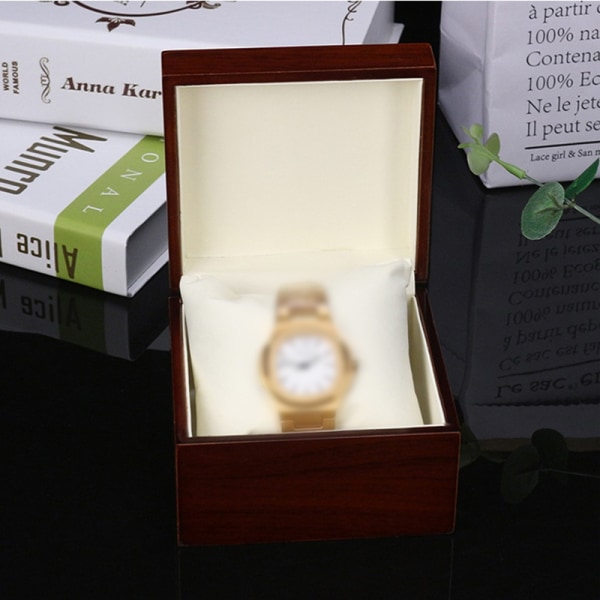 1 Stk Fashion Wooden Watch Box med Display Pudebetræk Holder Eller