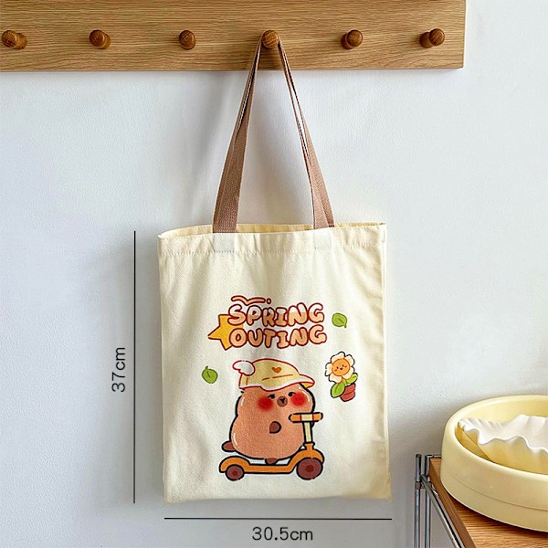 e Kapibala Canvas Bag Capybara Large Capacity Shopping Bag Shou A2