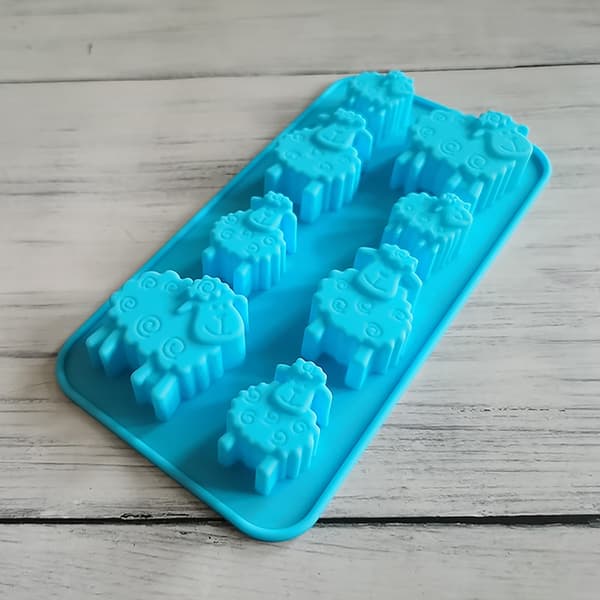 8 Hål Får Djurformad form DIY Godis Kex Jel Blue