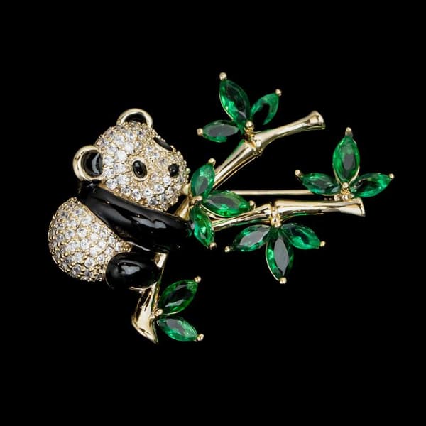 e Dyre Rhinestone Panda Bambus Broche Til Kvinder Tøj Smykker