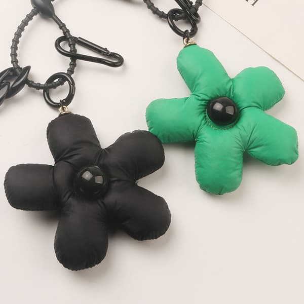 Nøglering Sort Grøn Par Matchende Taske Charm Flower Accessor Black
