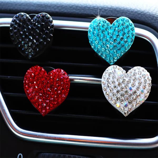 2st/set Hjärtformad Bil Luftutlopp Parfymklämma Strass Ca Black