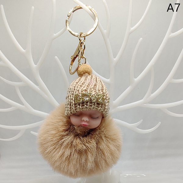 Sleeping Baby Avaimenperä ja Fluffy Pehmo Doll Avaimenperät Naisten Tytöt A7