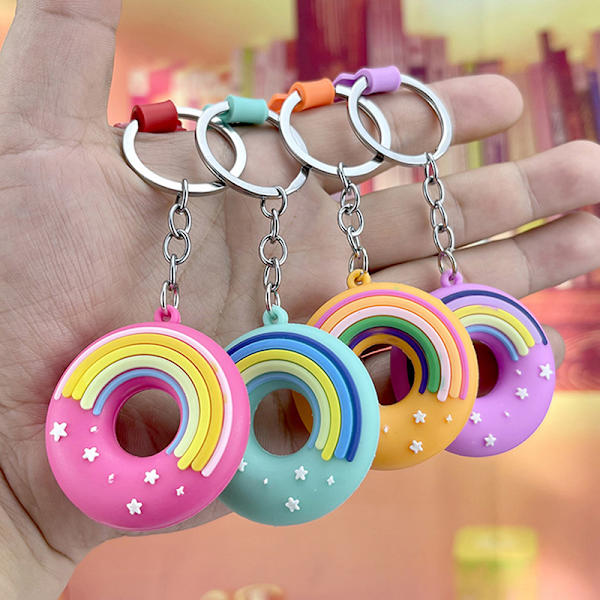 Fashion Kawaii New Donut PVC nøglering til kvinder mænd e rygsæk Orange