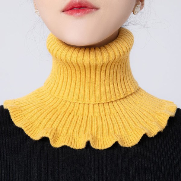 Kvinder strikket halstørklæde Varm rullekrave halsvarmer Detacha Yellow