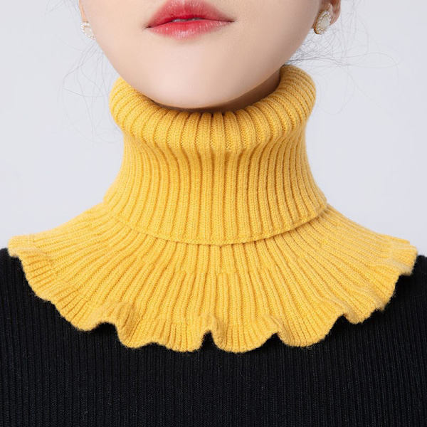 Kvinner strikket krage skjerf Varm Turtleneck Neck Warmer Detacha Yellow