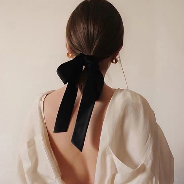 Fashion Black Velvet Bow hårbånd Scrunchie til kvinder pige E A