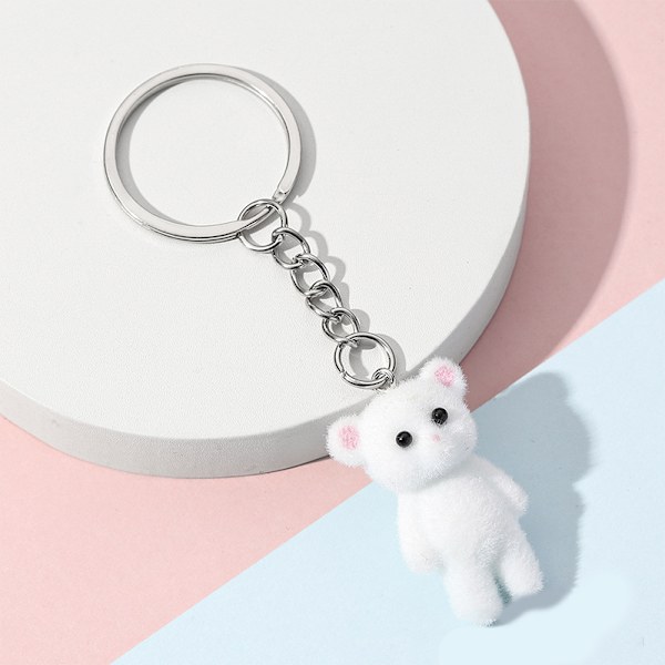 Flocking Kitten Bear nøkkelring Resin Cat Phone Pendant Bear Keyr A5