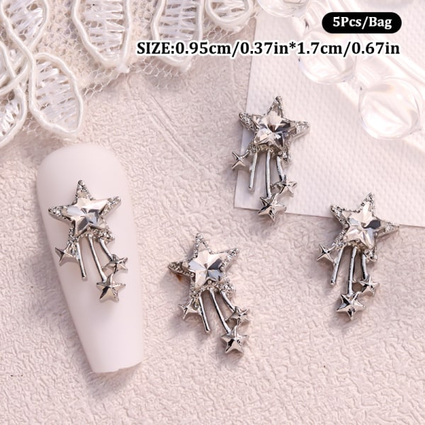 5 kpl/1 pakkaus DIY Nail Art Decor värillinen timanttipentagrammi Star Pe A1