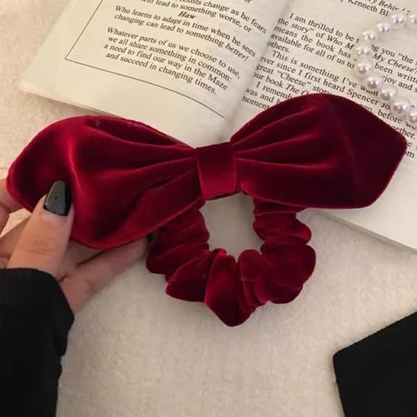 Vintage Svarta Sammetssnoddar med Rosett för Kvinnor och Flickor, Eleganta Elastiska Red