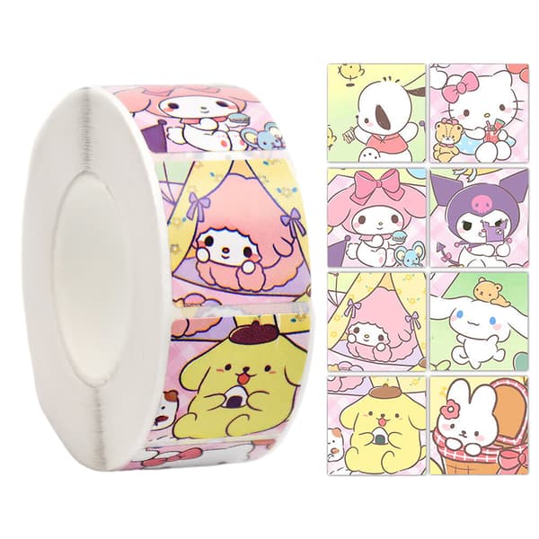 Cartoon Roll Sticker Animation Character Selvklæbende Sticker A3