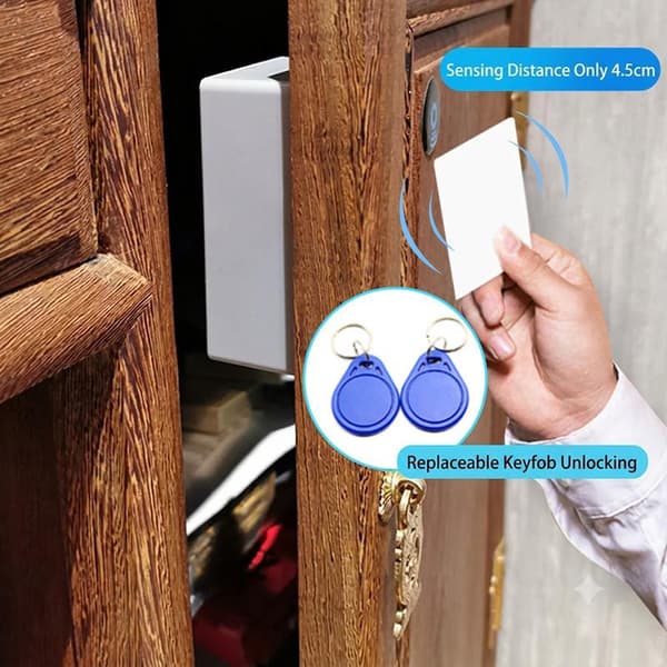 Borrfri osynlig låda med NFC-upplåsning och elektro grey