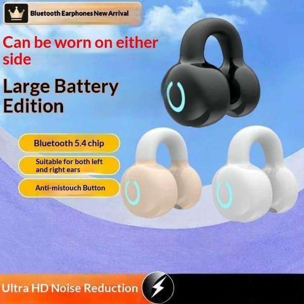 Trådløs Bluetooth Enkeltøre Knogleledning Clip-øre Høretelefon White