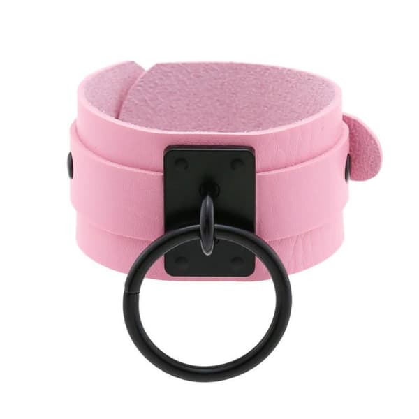 Bredt PU-læder Punk Armbånd Stor O-ring Justerbar til Goth A