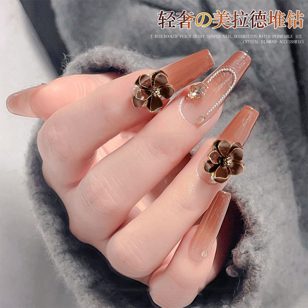 10 stk DIY Nail Art Decor Brown Flower Bear Bow Love Diamond Nai F 10Pcs