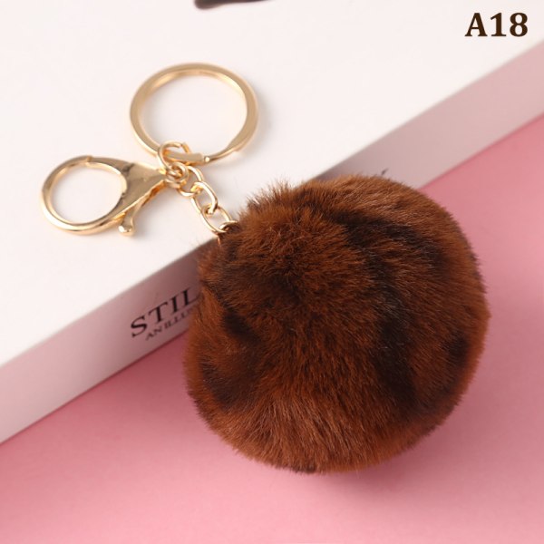 8cm e Key Soft Fluffy Fur Ball Nøkkelring Fluffy Key Chains Trink A18