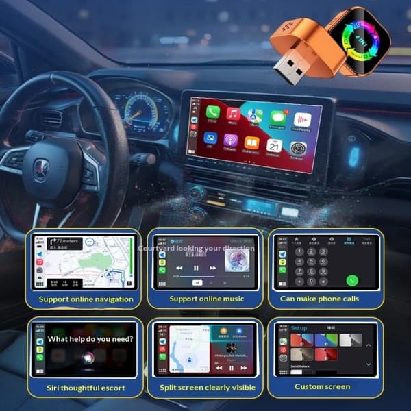 4-i-1 trådløs CarPlay-adapter Android Auto Connect Airplay Mi Black