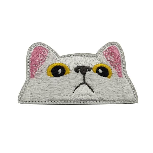 e Dejlig Sort Kat Patch – Kiggende & Grædende Kat Broderet Patch A