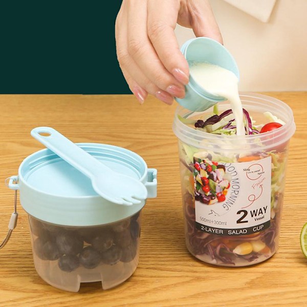 Frokost Frukt Havregryn Yoghurt Salat Kopp Med Lokk Og Skje To-lags White