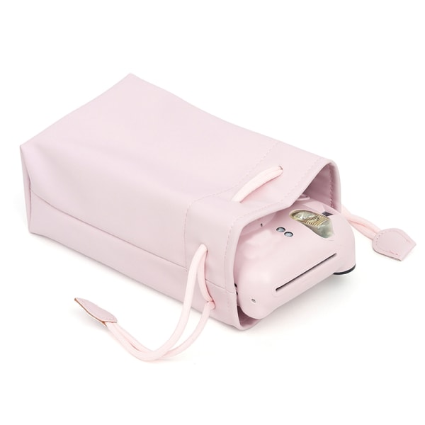 Kiristysnyörilaukku Vedenpitävä PU Instant Camera Shell Kannettava Colo White