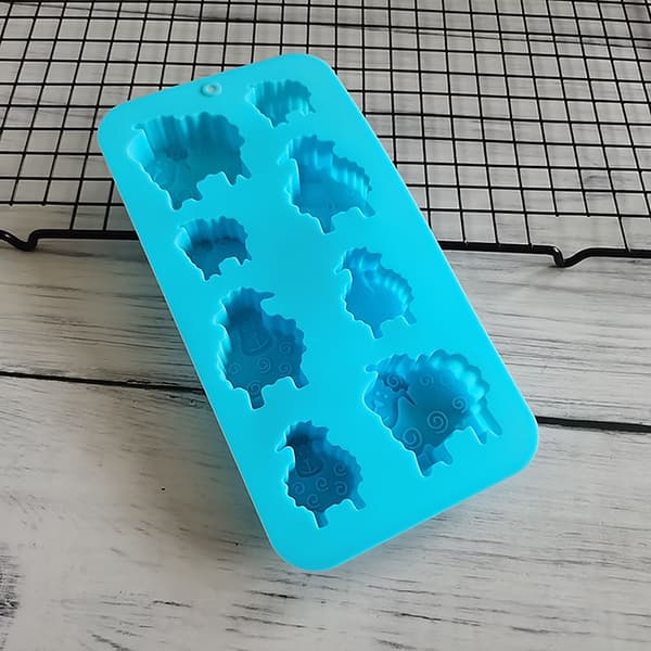 8 Huller Får Dyreformet Silikoneform DIY Candy Biscuit Jel Blue