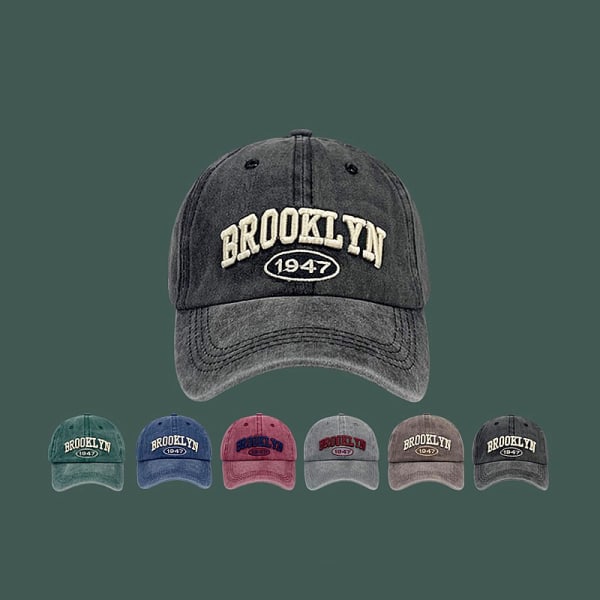 Retro tvättad baseballhatt kvinnor S brev broderade vårsumma Black
