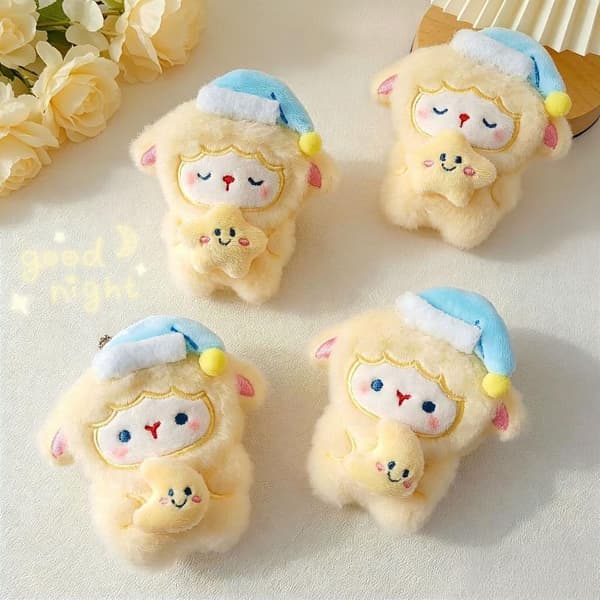 Tecknad Anime Mini Får Nyckelring Fluffig Mjuk Fylld Lammhänge A4