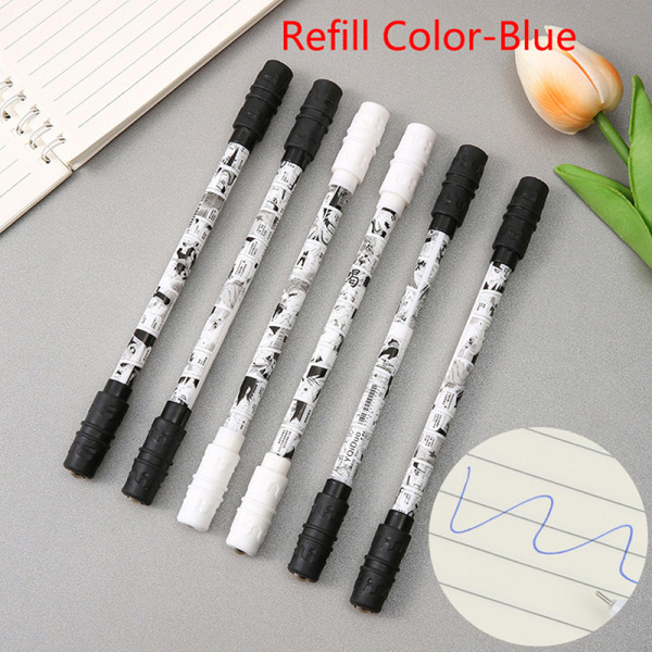 1 Stk Naruto Spinning Pen Gel Pen Voksen Barn Trykkreduserende Pe Refill Color-Blue