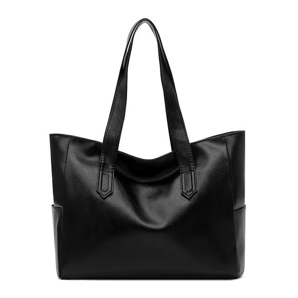 Stor kapacitet mulepose blød læder skuldertaske crossbody taske Black