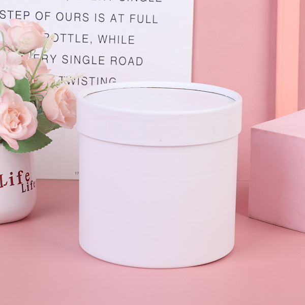 1 kpl Pyöreä Kukkakoripäällinen Paperilaatikko Lahjapakkaukseen White