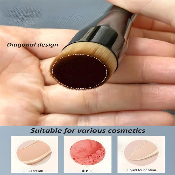 1 stk. flad top foundationbørste, konturvinklet blushbørste, makeup