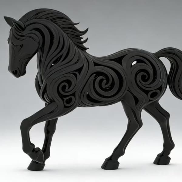 3D-printet hul hestefigur egnet for skrivebord Coffee
