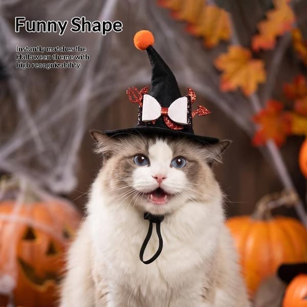 Halloween heksehue til katte og hunde, justerbart kæledyrstryllekostume A1