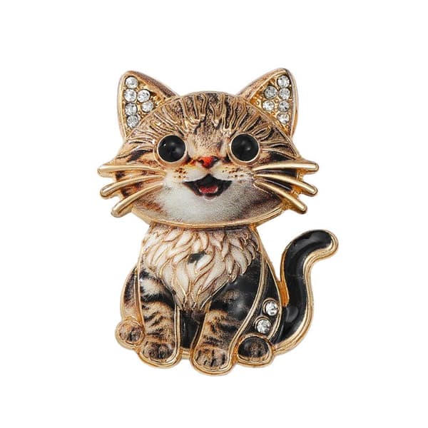 e Siddende Kat Brocher Til Kvinder Unisex Rhinestone Dejlig Kat A4