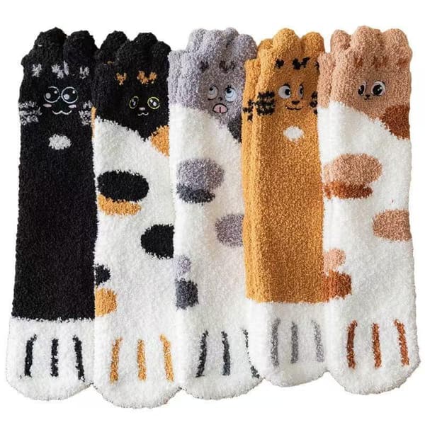 Kvinder Vinter Varme Fluffy Sokker Dyre Katte Sokker CoralFleece H A2