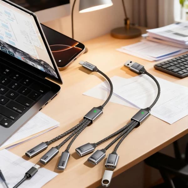 USB / Type C -jakokaapeli 3-in-1 moniporttinen uros-naaras-sovitin A2