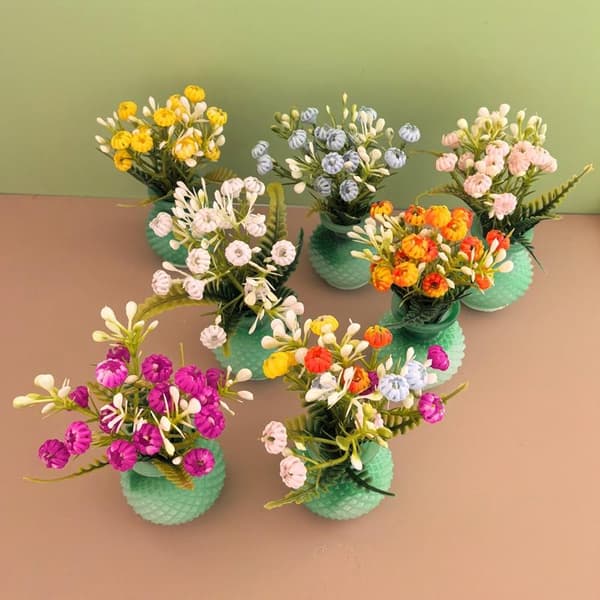 1 stk. Mini farverig blomsterpotte model dukkehus simulering V