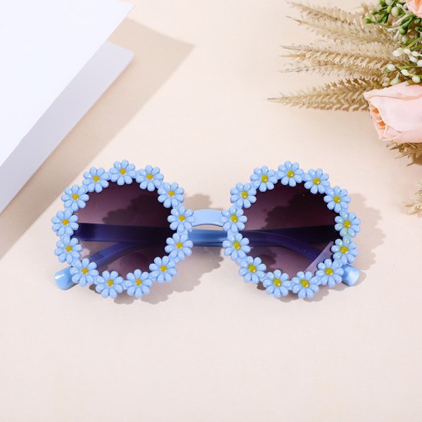 Child Daisy Flower Eyeglasses UV Protection Shade Solbriller Ul Blue
