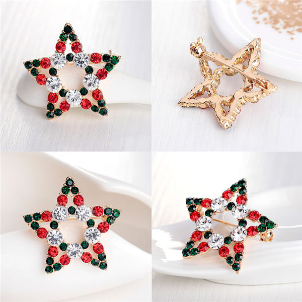 1X Hot Fashion Star Crystal Rhinestone Snowman julebrosje Multi