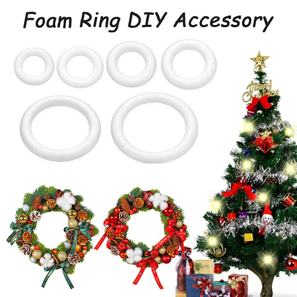 Vit rund polystyrenskumring för julpyssel DIY Hand A4