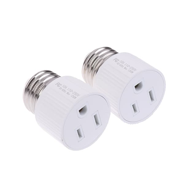2 stk. E26/E27/B22 3-benet lysfatning stikkontakt T White