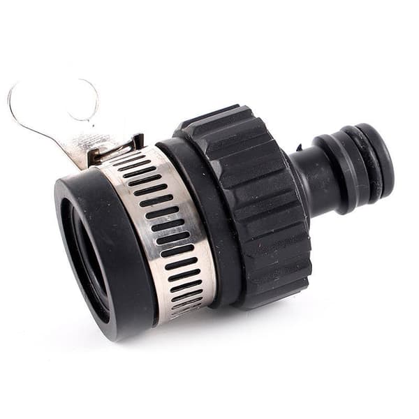 2 stk slitesterk universell vannkranadapter plastslange hurtigkobling Black