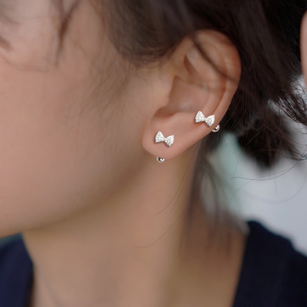 1Par Sløyfe-knute Zircon Ear Studs Øredobber For Dame Brusk He