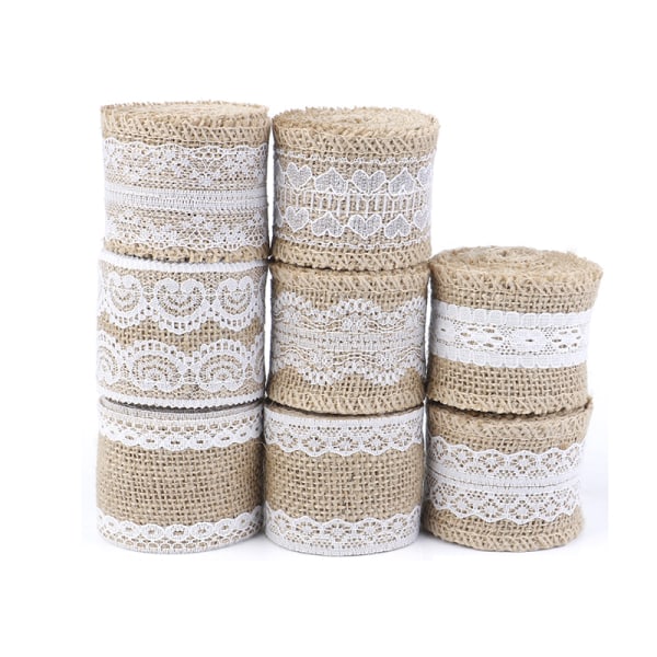 2Meter/Rull Jute Burlap Hessian Lace Band Vit Spetskant Kant 1#