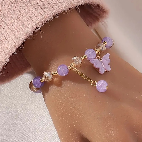Kvinnor Flickor Glaspärlor Armband Butterfly Form hänge Damer A3