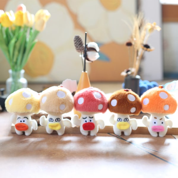 12CM Little Mushroom Pendant Toys Kawaii Plush Toy Doll Bag Des Light yellow